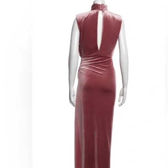 RONNY KOBO BILLIE HIGH NECK VELVET MAXI DRESS IN BLUSH - Picture 3 of 7